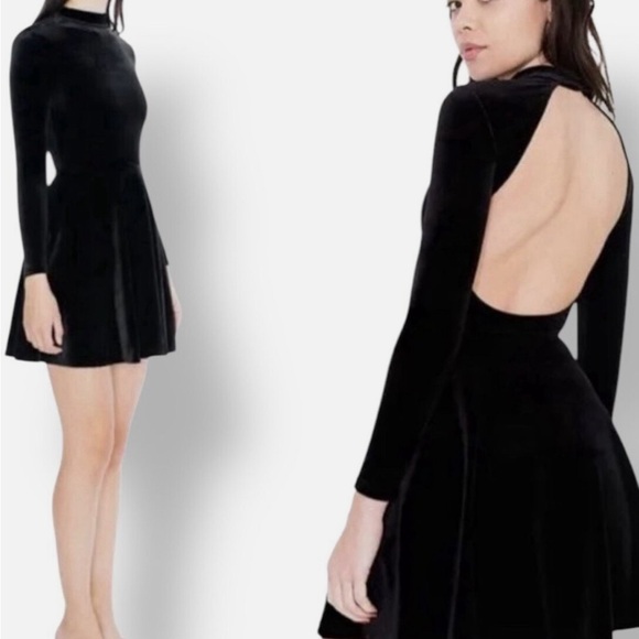 American Apparel Velvet Violette Skater Dress (Black, size S) - Picture 1 of 4